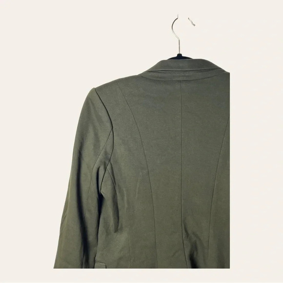 0437. ANTHROPOLOGIE CORTONNIER HUNTER GREEN BLAZER LONG SLEEVES‎ SHOULDER PADS - Picture 8 of 11